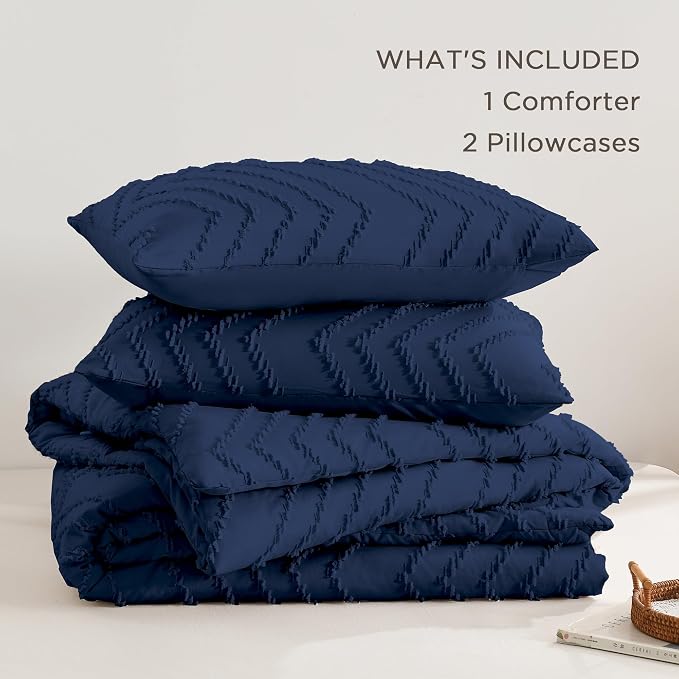 Andency Navy Blue California King Comforter Set, Boho Cal King Soft Warm Tufted - Image 6