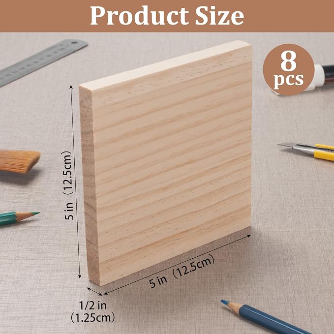 5″ X 5″ Wood Squares Wooden Blocks - Image 3