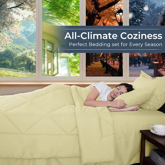 HEVUMYI Cream Yellow Full Comforter Set - Image 3