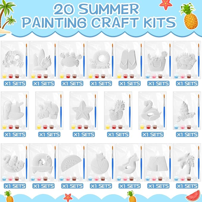 JellyArch 20 Set Summer Beach DIY Painting Ceramic Kit Paint Your Own Beach - Image 2