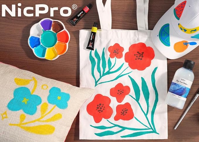 Nicpro Professional Effects Fabric Medium, 4oz Bottle Fabric Painting Acrylic - Image 6