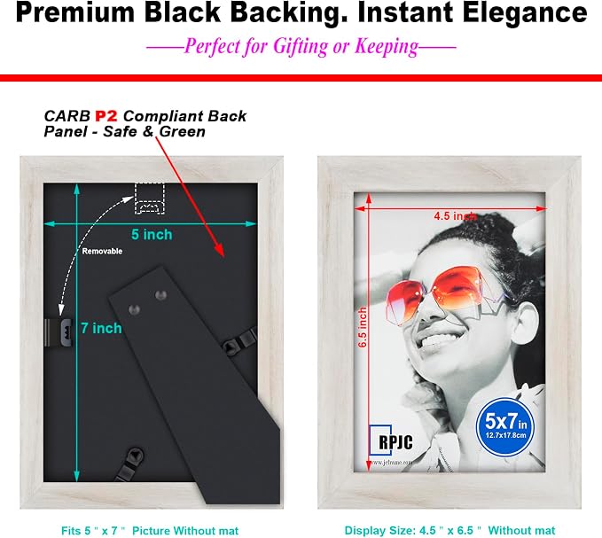 RPJC 5x7 Picture Frames Made of Solid Wood High Definition Glass - Image 8