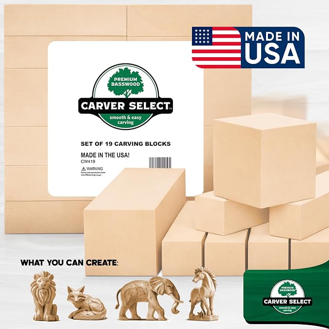 Basswood Carving Blocks Set of 19 – Wood Carving Kit - Image 2