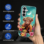 for Samsung Galaxy S26+ Case, Highland Cow Flower Pattern Glossy 2 in 1 - Image 4