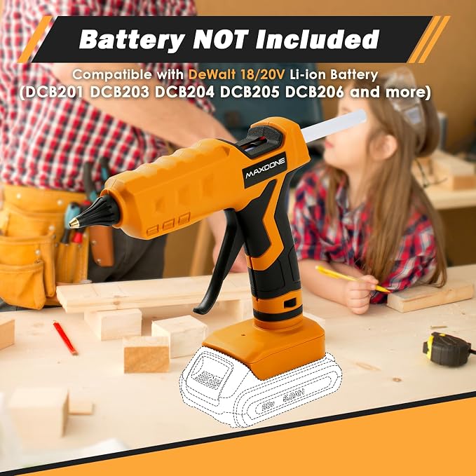 100W Cordless Hot Glue Gun for DeWalt 20V MAX Battery Wireless Power Glue Gun - Image 4