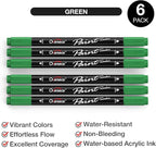 Overseas 6 Green Acrylic Paint Markers, Dual Tip Paint Pens Acrylic Marker | - Image 2