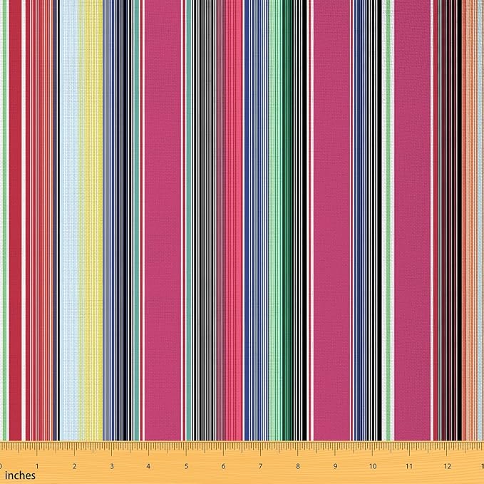 Boho Stripes Fabric by The Yard, Colorful Ethnic Mexican DIY Art Fabric by CastleFairy