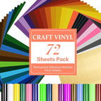 Permanent Adhesive Vinyl for Cutting Machine, 72 Sheets 8.5" x 12" Material by HAWERSI