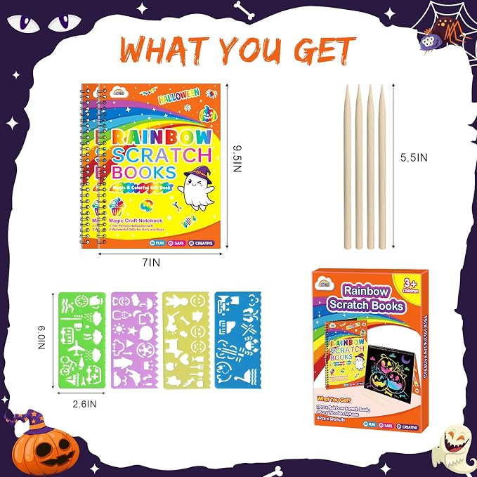 ZMLM Scratch Paper Art-Crafts Gift: 2 Pack Rainbow Notebooks Supplies Toys - Image 7