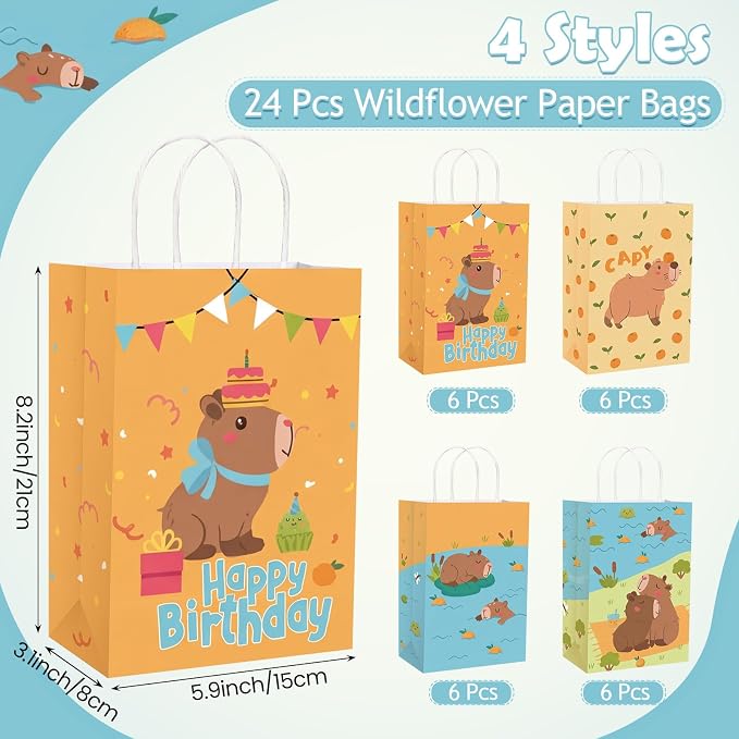 Gaillty 24 Pcs Capybara Gift Bags Paper Capybara Party Favor Bags - Image 2