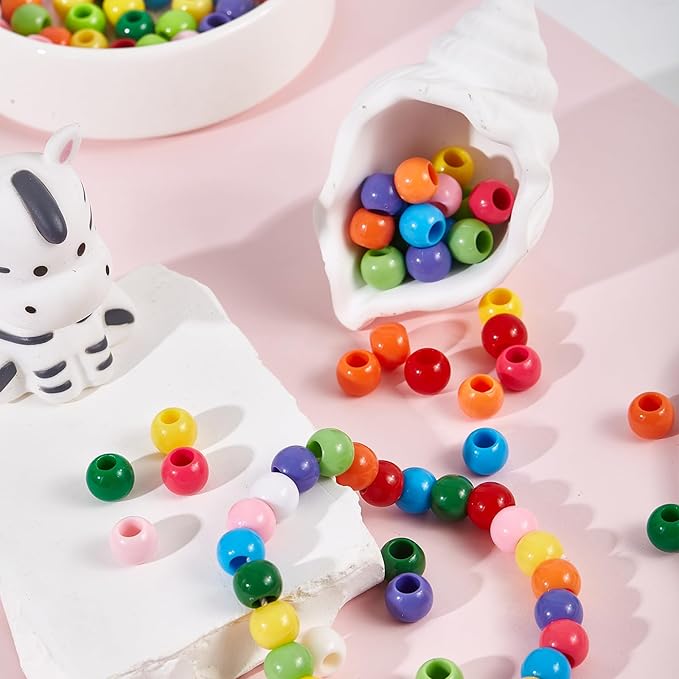 350pcs 12mm Plastics Acrylic Beads DIY Colorful Mix 10 Color Large Hole Pony - Image 7