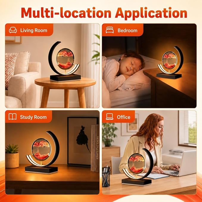 Moving Sand Art Lamp, 360 Degree Rotating Sands of Time Lamp - Image 6