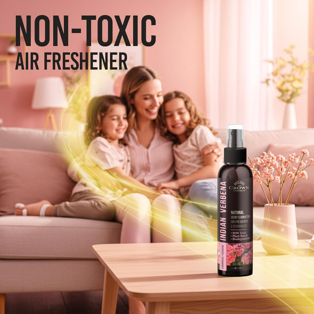 Natural Air Freshener Spray—Geranium & Lemongrass Odor Eliminator—Non-Toxic Essential Oil Deodorizer Spray for Home,Toilet,Room,Lounge,Laundry,Cabinet,Fabric;Safe for Kids & Pets—2PK- 4Oz each
