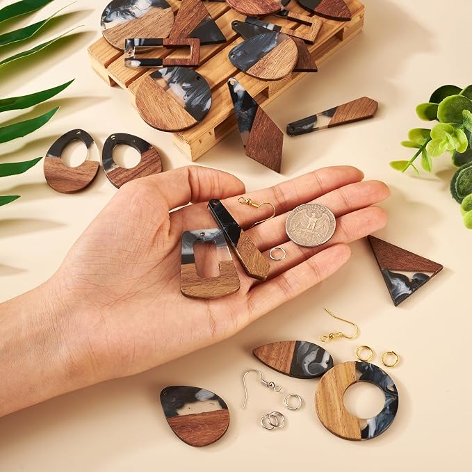 FASHEWELRY 20Pcs Resin Wood Earring Charms Milk Cow Wooden Earring Blanks - Image 4