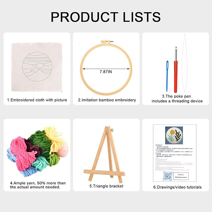 PYHIRRY Punch Needle Kits Adults Beginner Grass，with Tool, Fabric & Video - Image 4