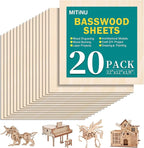 20 Pack Basswood Sheets for Crafts, Wood Burning, Architectural Models by MITINU