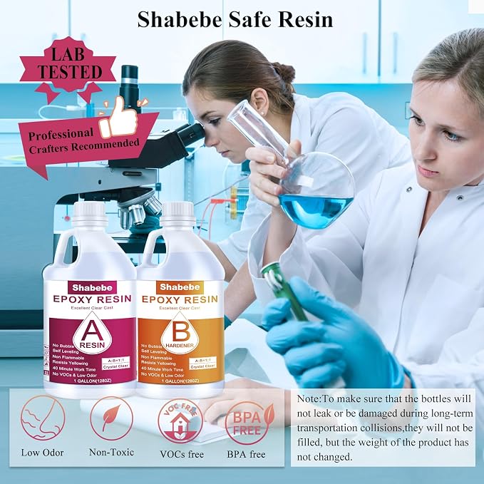 Shabebe Epoxy Resin, 2Gallon Epoxy Resin Crystal Clear, Not-Yellowing No-Bubble - Image 3