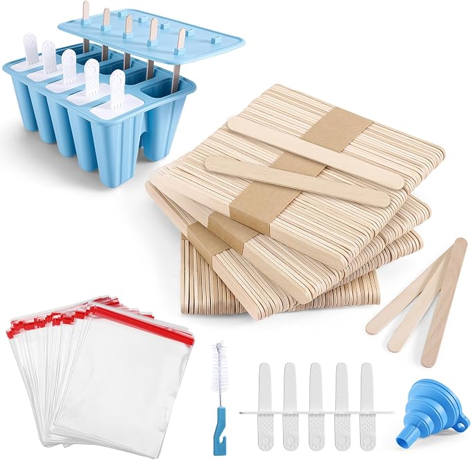 10-Count Popsicle Mold with 200 Sticks, 200 Bags, 10 Reusable Sticks | Silicone by YOLO+CGC