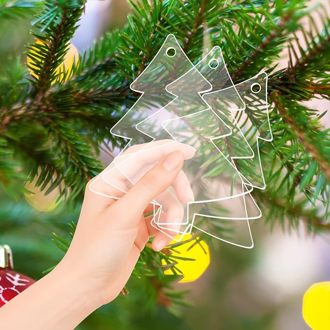 12 Pack Blank Christmas Tree Ornaments Christmas Hanging Ornaments Clear - Image 6