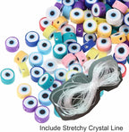 100pcs Colorful Evil Eye Polymer Clay 10mm Spacer Beads - Image 3