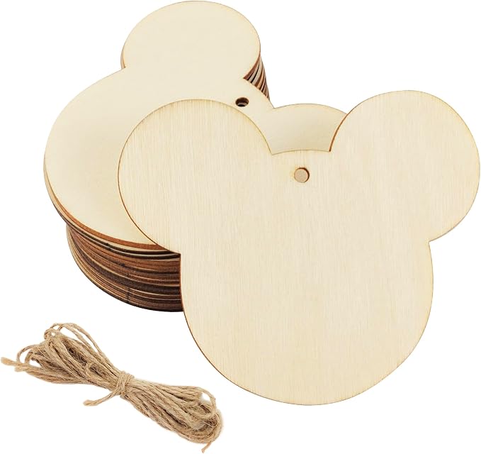 30 Pack 4 Inch Wood Mouse Head Cutouts Unfinished Wood Mouse Head Crafts Wooden by Xonzmmk