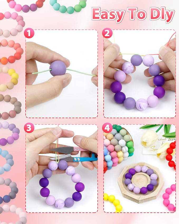 FIVEIZERO 160PCS 15mm Round Silicone Beads, Wear-resistant, Easy-clean - Image 4