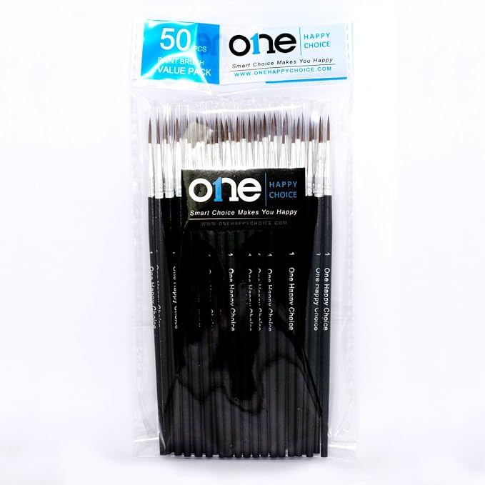 50 Pcs Fine Detail Synthetic Paint Brush Set, Pointed Round Size #1 Large | - Image 5