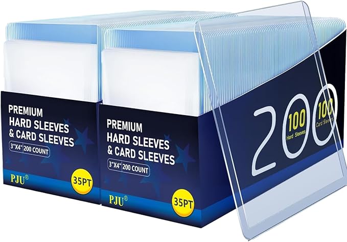 400 Hard Plastic Card Sleeves, Premium Baseball Card Protectors, Sports Game by PJU