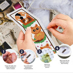 INFUNLY 6 Set Cat Cross Stitch Bookmark Kits Carton Kitten DIY Cross Stitch Kit - Image 4