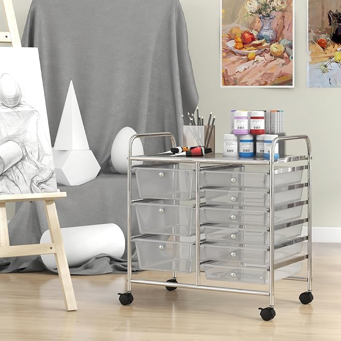 Giantex 9 Drawers Rolling Cart, Classroom Organizers, Storage Cart - Image 4