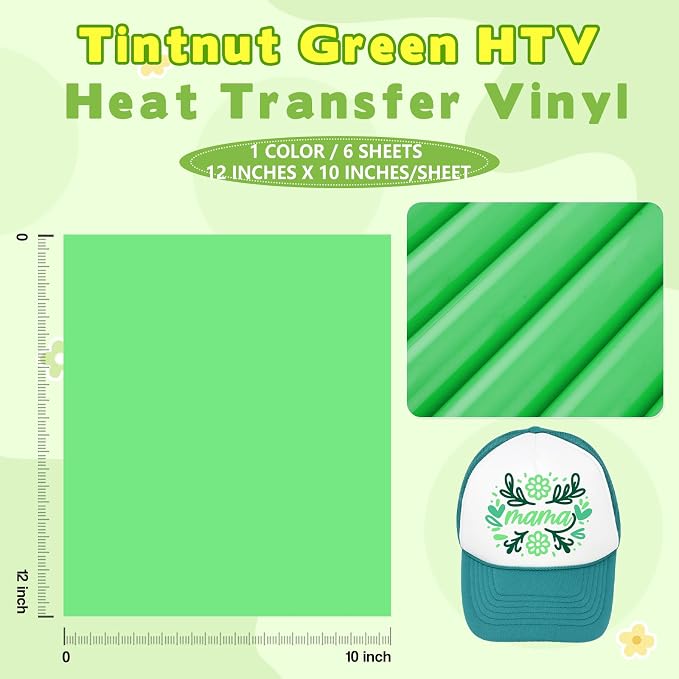 Tintnut Bouquet Green Heat Transfer Vinyl, easy cut & weed, stretch washable - Image 2