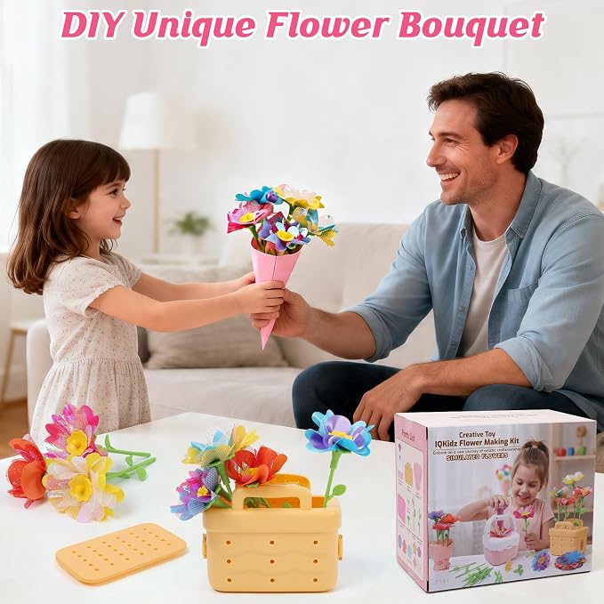 IQKidz Flower Bouquets Toy for Girls, DIY Arts and Crafts Kits for Kids Ages - Image 5