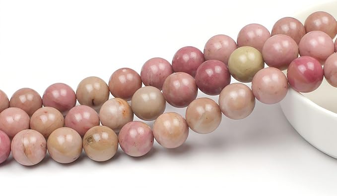 MJDCB Natural Red Stripes Rhodonite Round Stone Beads - Image 3