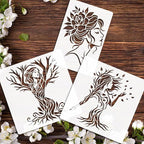 12pcs Tree of Life Stencils for Painting Woman Drawing Stencils for Crafts - Image 3