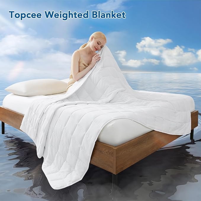 Topcee Weighted Blanket for Adults Twin Size Soft Cooling Heavy Blanket Sleeping - Image 2