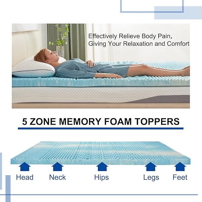 SINWEEK Mattress Topper Memory Foam Mattress Topper 2 Inch Queen Soft Mattress - Image 6