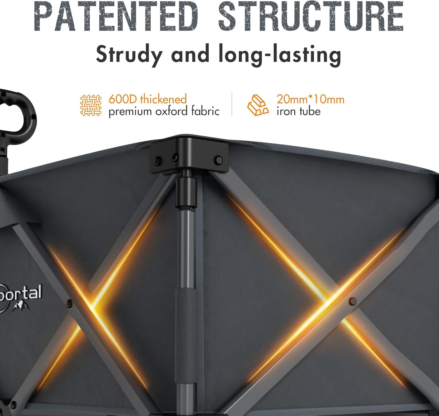 PORTAL Collapsible Wagon with Brakes, Heavy Duty Utility Cart with All-Terrain Wheels, Portable Folding Wagons for Camping, Beach, Garden, Shopping, and Groceries