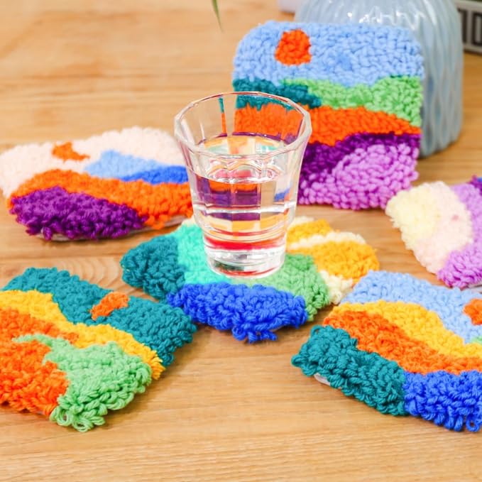 Avtytsda 6PCS Punch Needle Coaster Kit, Easy Punch Needle DIY Embroidery Set - Image 6