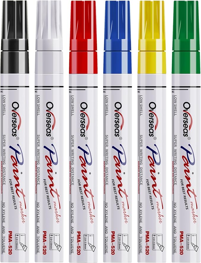 Overseas Paint Pens Paint Markers, 6 Colors Oil Based Permanent Markers | by Overseas