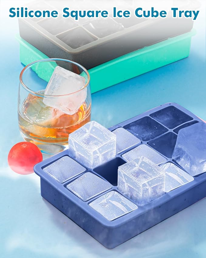 Silicone Ice Cube Trays for Freezer Set of 2, Square Ice Cubes Mold, Easy - Image 6