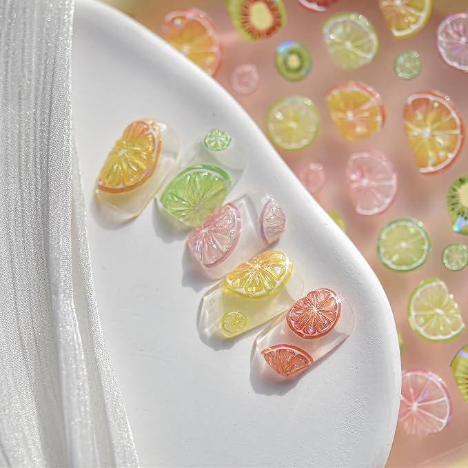 Summer Fruit Nail Art Stickers Decals 5D Embossed Fruit Nail Stickers 1PCS - Image 7