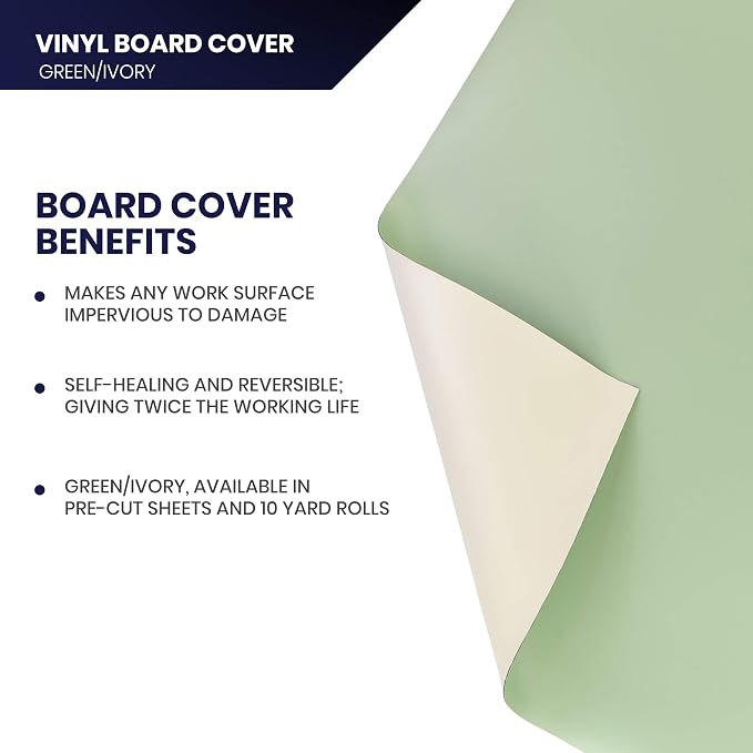 Pacific Arc Vinyl Board Cover. Self Healing and Stain Resistant Green/Ivory - Image 3