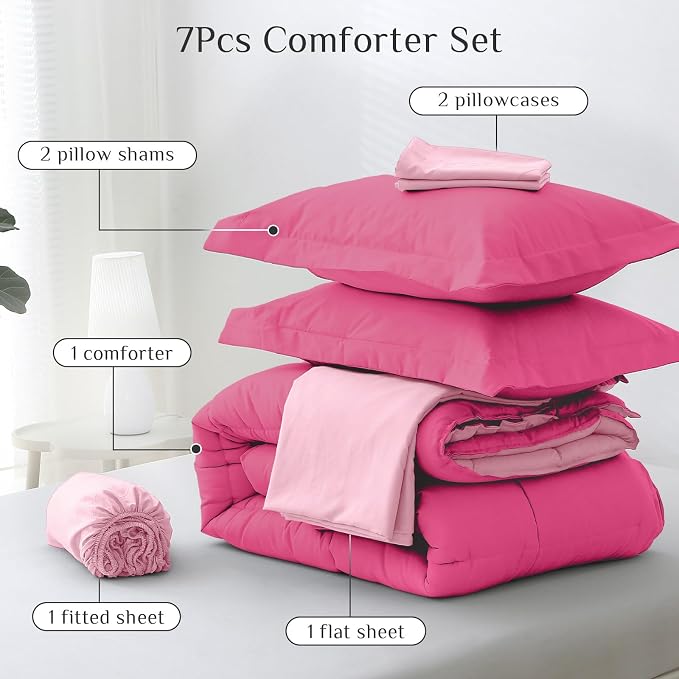 JOLLYVOGUE Queen Comforter Set, Ultra-Soft Bed in a Bag Queen Size 7 Pieces - Image 5