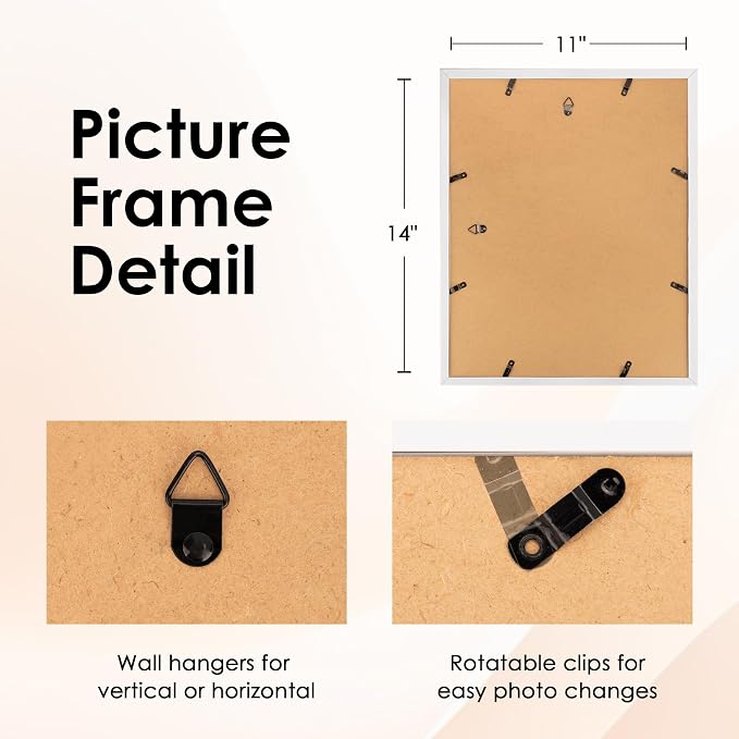 FIXSMITH 11x14 Picture Frame Set of 6, Display Pictures 8x10 - Image 4