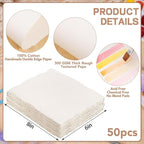 50 Sheets Watercolor Paper 6 x 8inch, 300 GSM Deckled Edge Paper Rough/Textured - Image 2