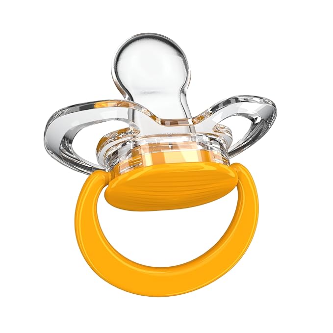 Smilo Baby Pacifier with Orthodontic Design for Healthy Dental Development - Stage 2 for Babies 3-9 Months - Pack of 3X 100% Silicone Pacifiers BPA Free - Orange