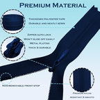 ANPURZII 10PCS #3 22 Inch Deep Navy Blue Invisible Zippers - Image 3
