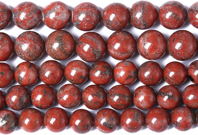 90pcs 4mm Natural Red Seasame Jasper Gemstone Beads Round Loose Spacer Beads by NaturalStoneBeads