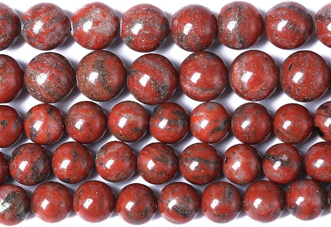 36pcs 10mm Natural Red Seasame Jasper Gemstone Beads Round Loose Spacer Beads by NaturalStoneBeads