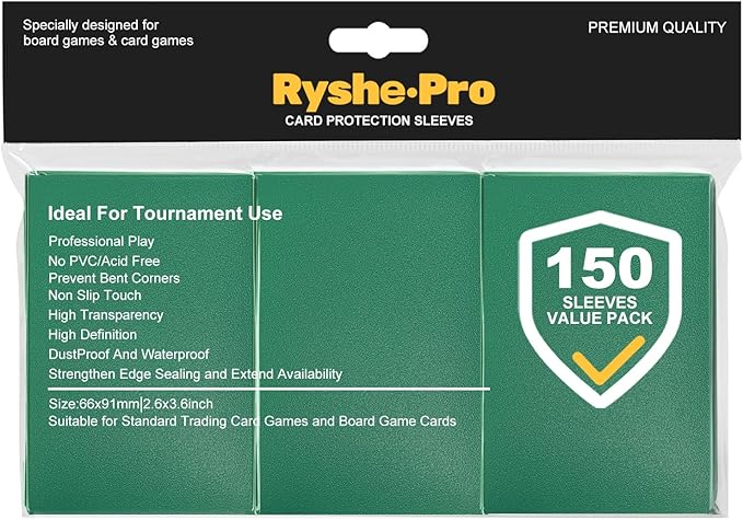 Premium Card Sleeves, 150 Sleeves 2.6''x3.6'' Compatible by RyshePro